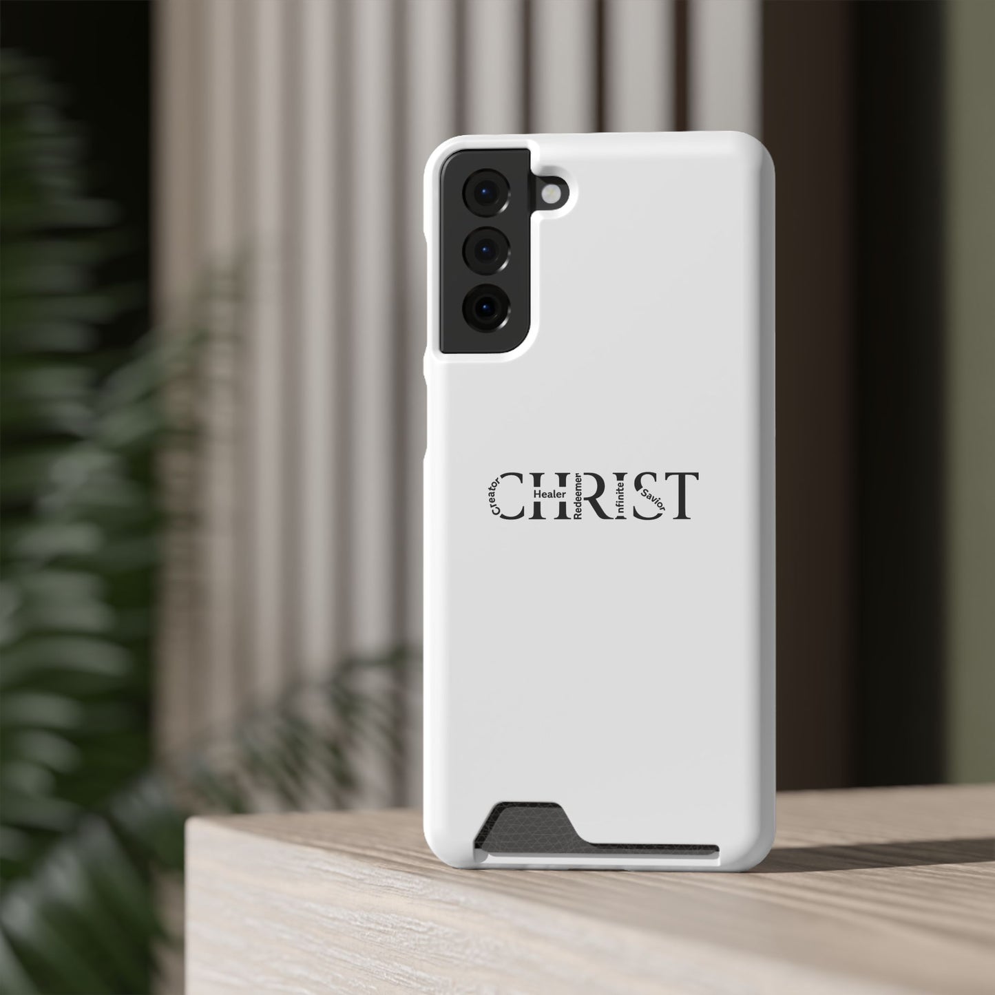 Christian Phone Card Case — Minimal 'CHRIST' Text Wallet Phone Case