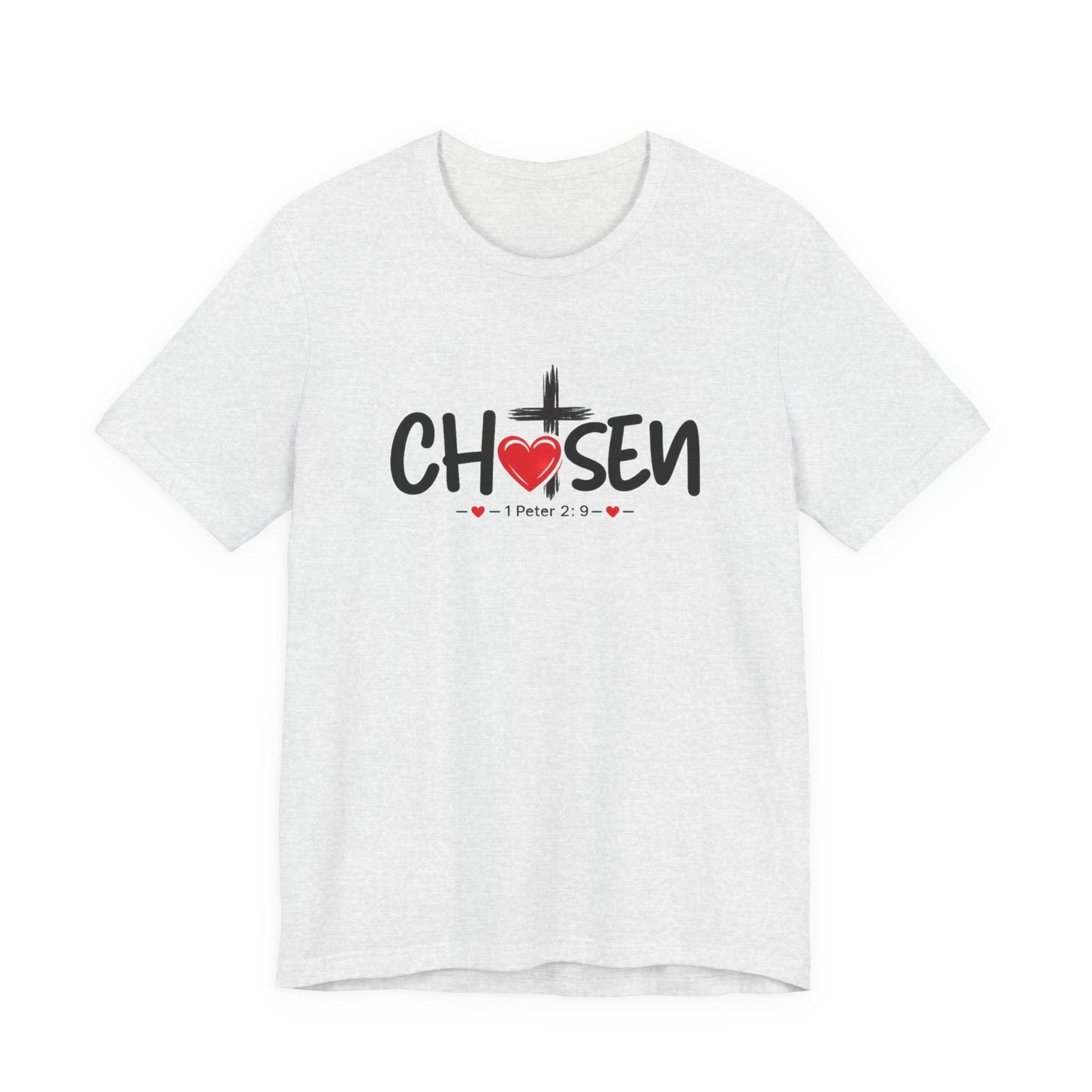 Chosen Cross Heart T-Shirt — Christian Faith Tee (1 Peter 2)