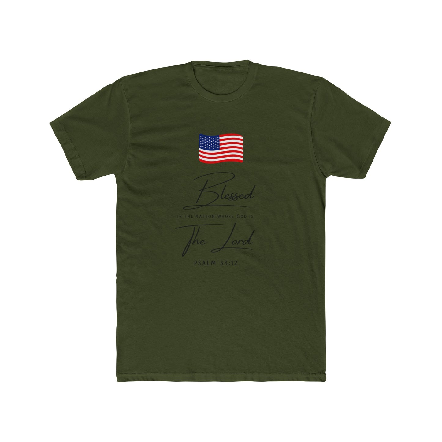 Blessed by the Lord American Flag T-Shirt — Psalm 55:12 Patriotic Christian Tee