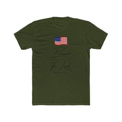 Blessed by the Lord American Flag T-Shirt — Psalm 55:12 Patriotic Christian Tee