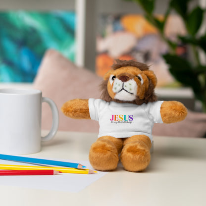Jesus Rainbow Tee Teddy Bear - Plush Stuffed Animal with Faith Shirt