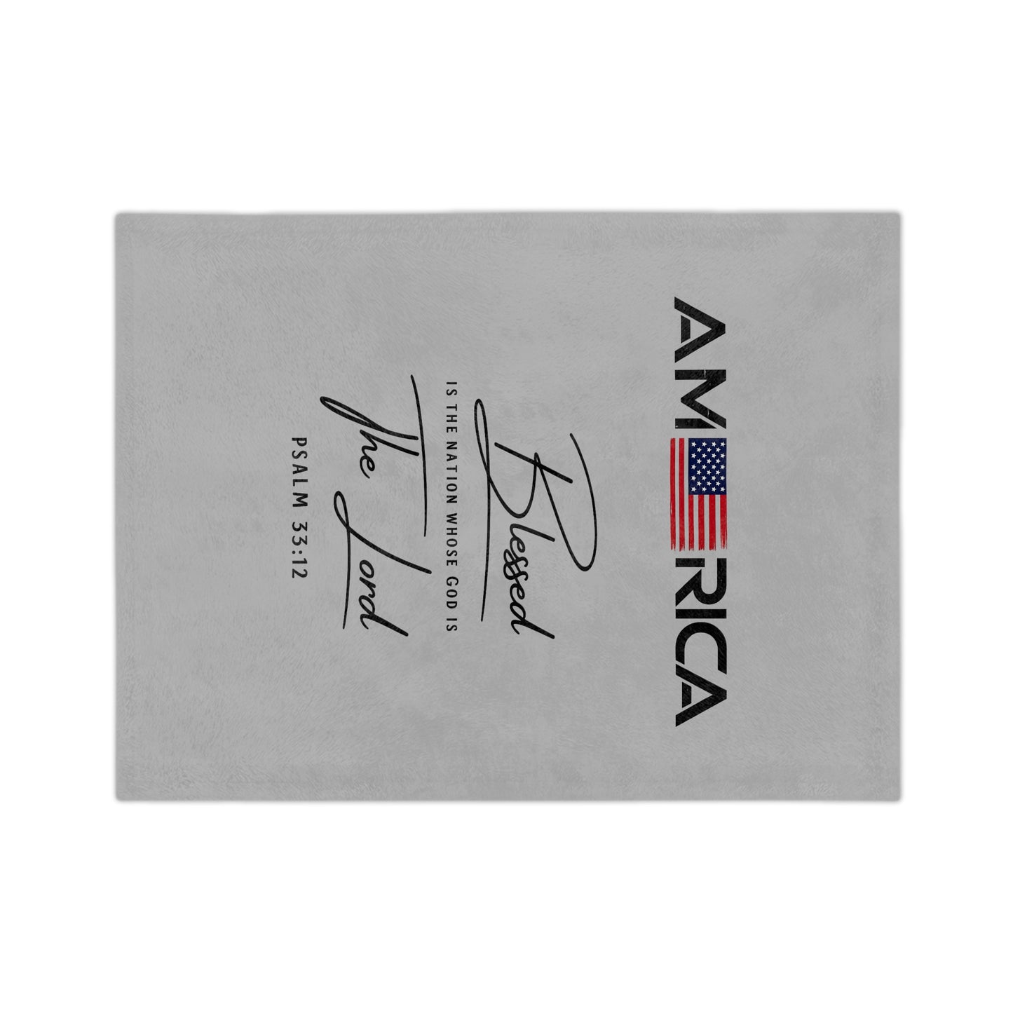 America Blessed Blanket - Velveteen Microfiber Throw with Psalm 33:12 Patriotic Faith Design