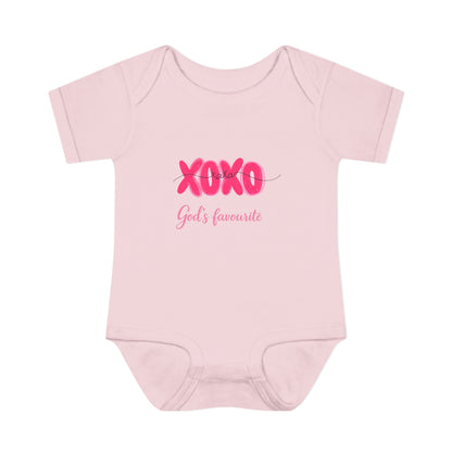 Baby Bodysuit "XOXO God's Favorite" — Cute Pink Valentine Infant Onesie
