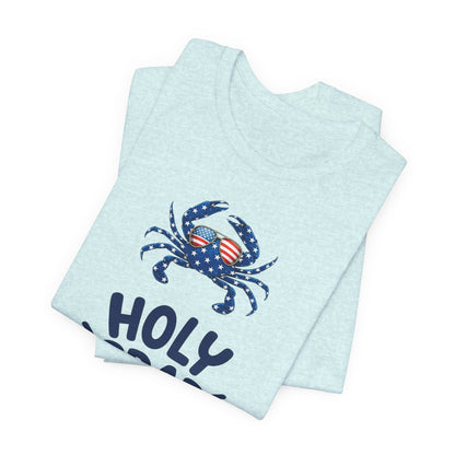 Holy Crab God Is Good T-Shirt — Patriotic Blue Crab Graphic Tee