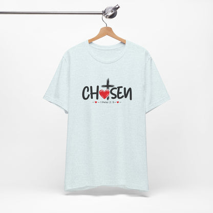 Chosen Cross Heart T-Shirt — Christian Faith Tee (1 Peter 2)