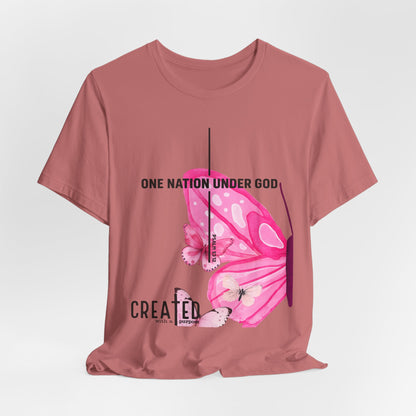 Created Butterfly T-Shirt — "One Nation Under God" Christian Inspirational Tee