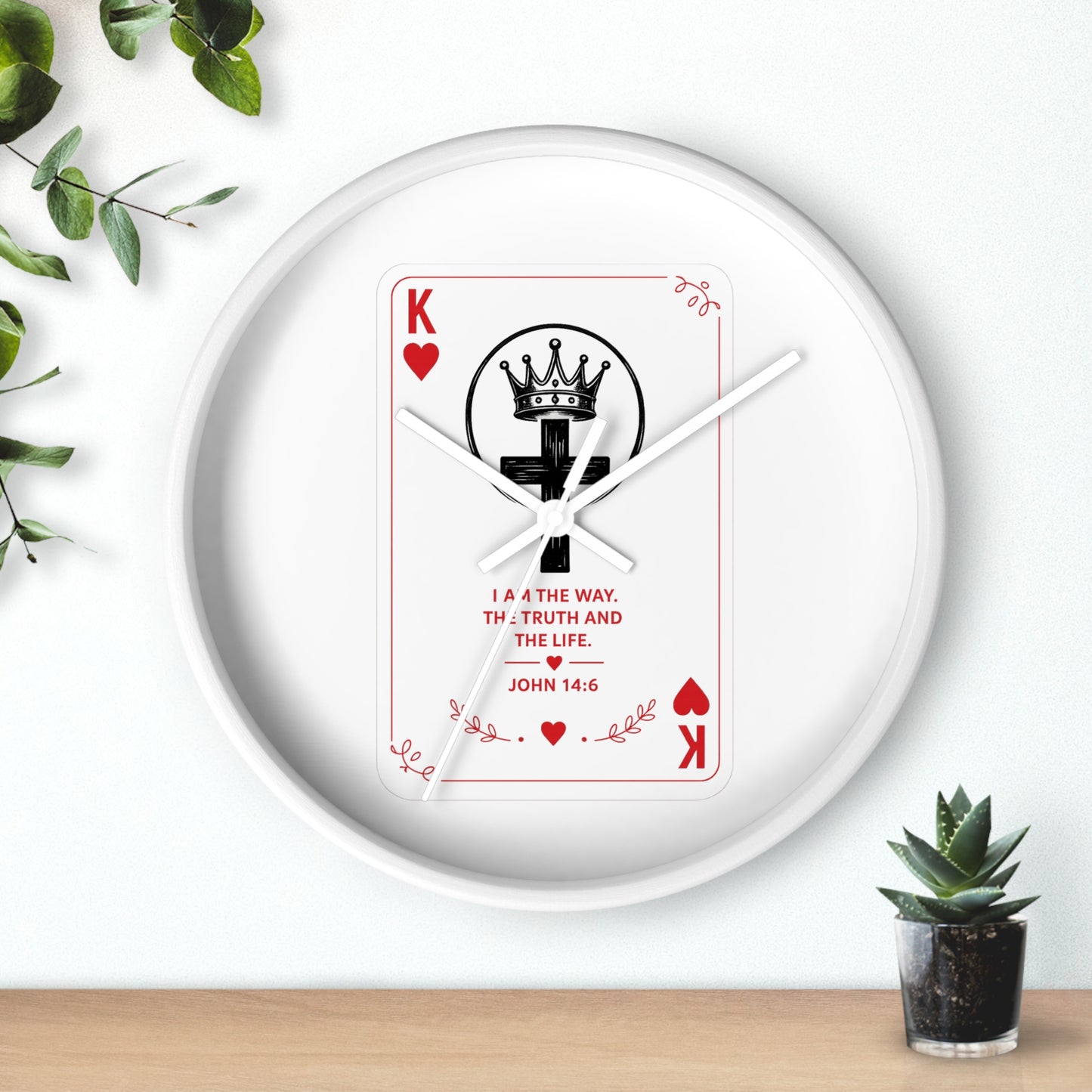 King of Hearts Christian Wall Clock — John 14:6 Playing Card Design