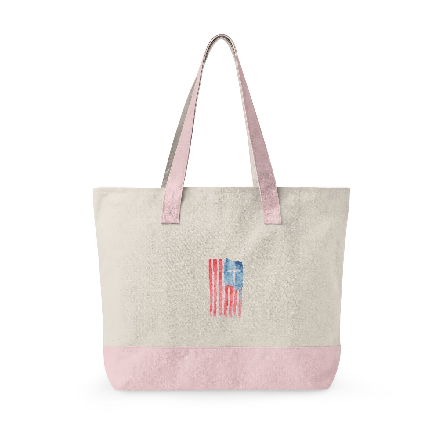 Canvas Tote Bag — "Child of God" & Watercolor Flag Zippered Tote