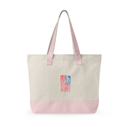 Canvas Tote Bag — "Child of God" & Watercolor Flag Zippered Tote