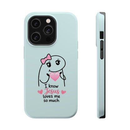 Christian Cute Heart Phone Case — "I Know Jesus Loves Me So Much" Magnetic Impact-Resistant Case