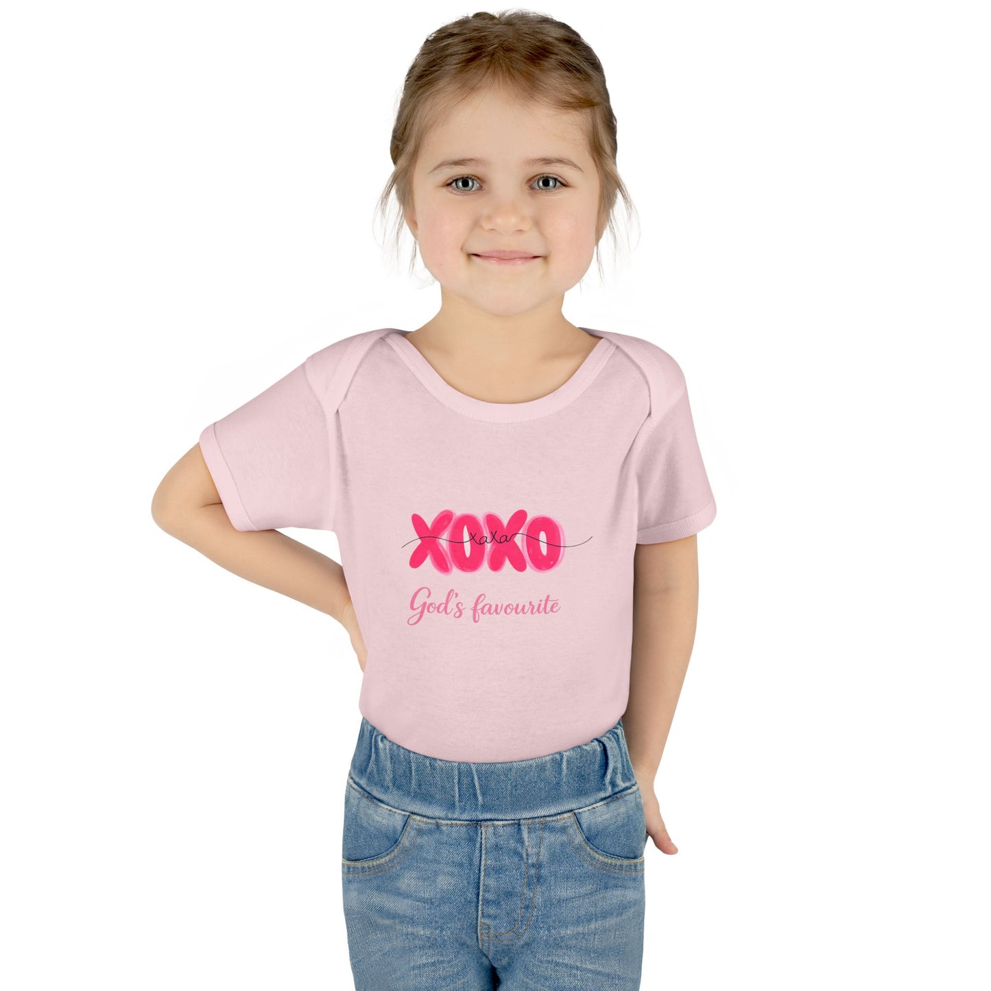 Baby Bodysuit "XOXO God's Favorite" — Cute Pink Valentine Infant Onesie