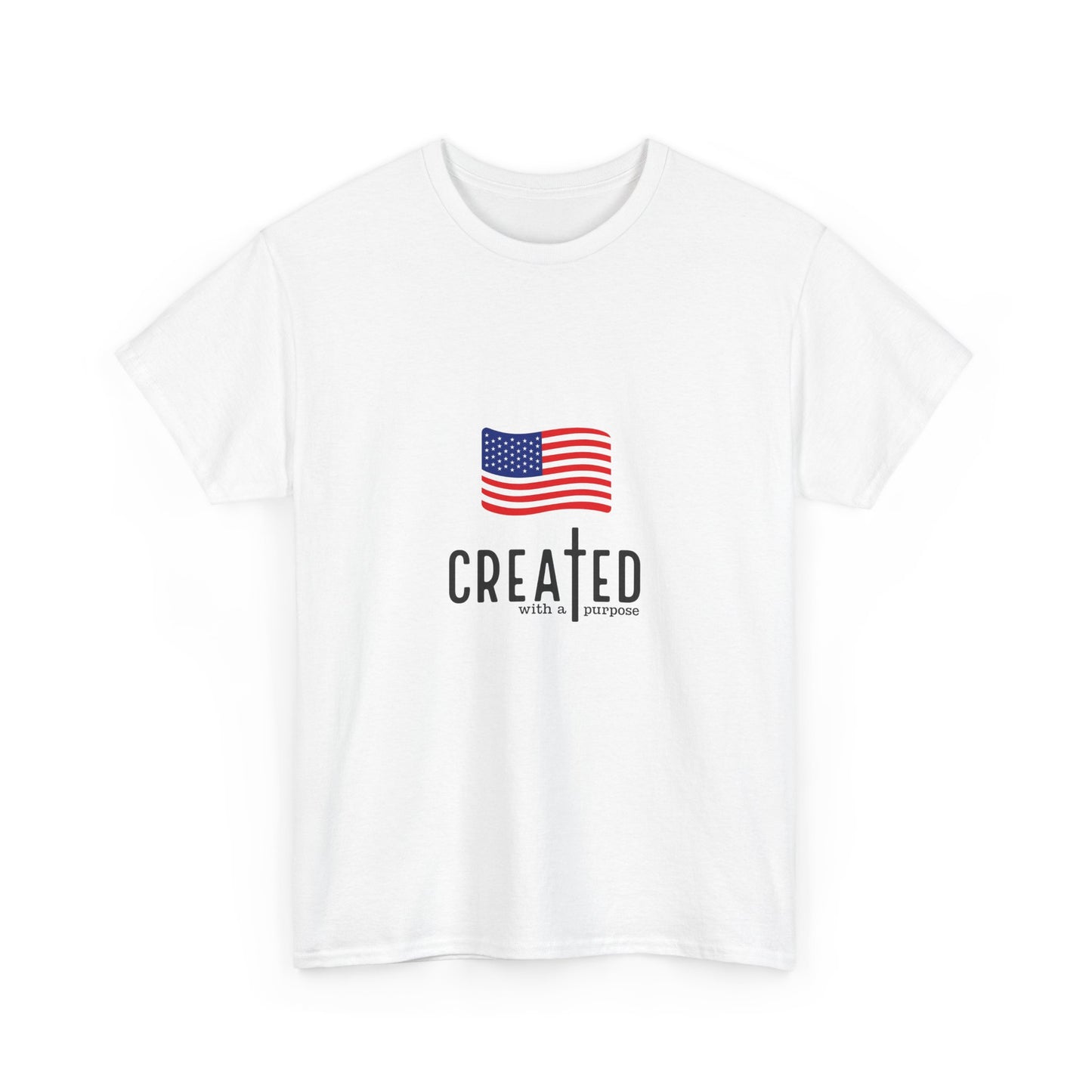 Created American Flag T‑Shirt — 'Created' Patriotic Graphic Tee