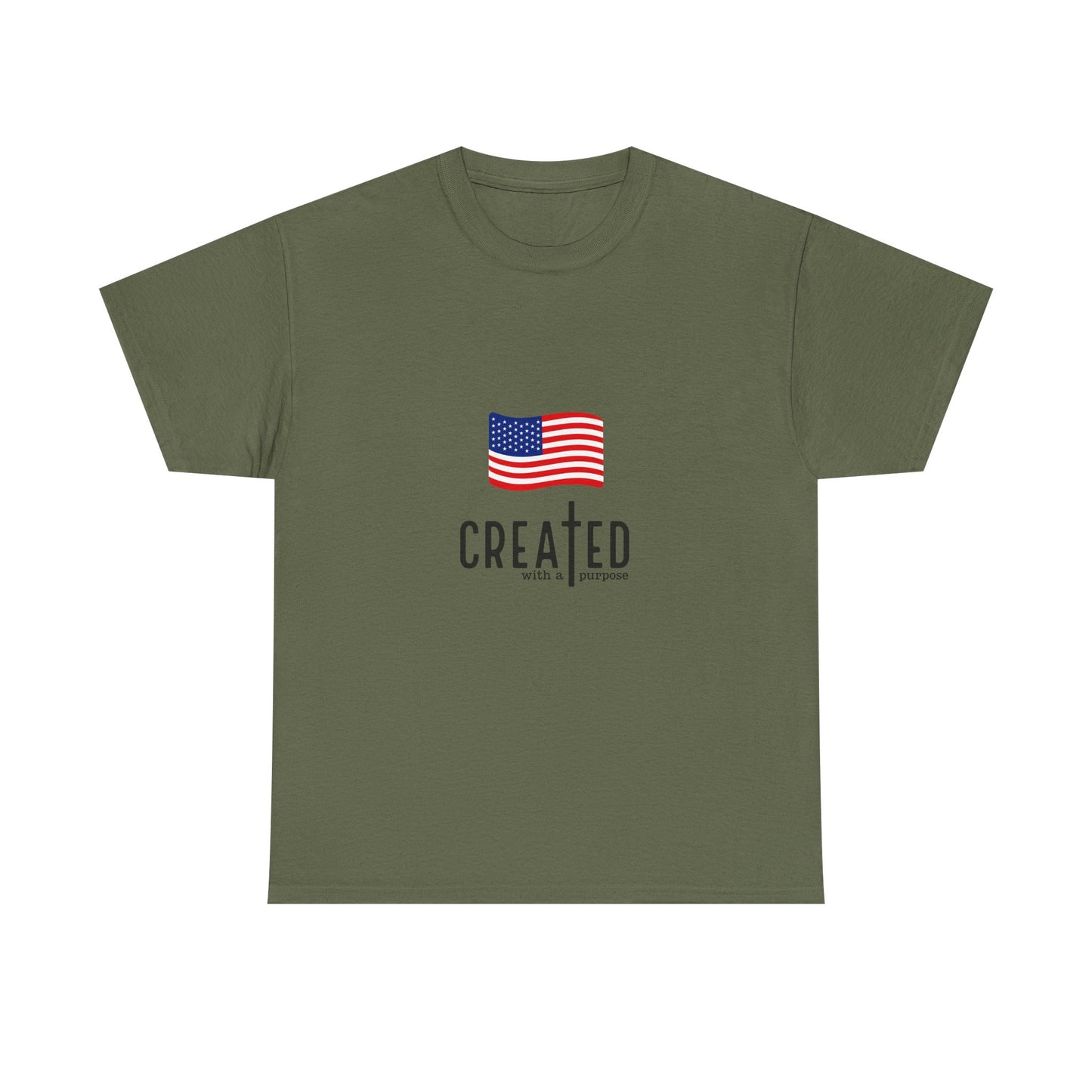 Created American Flag T‑Shirt — 'Created' Patriotic Graphic Tee
