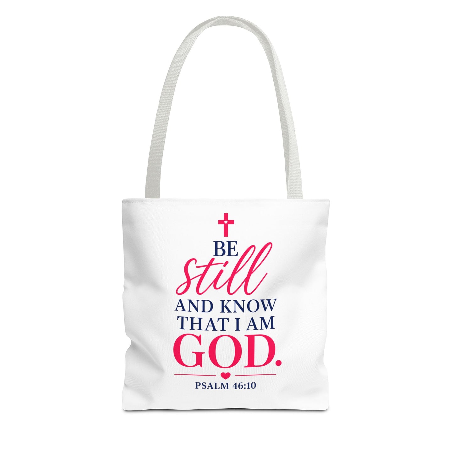 Biblical Tote Bag – “Be Still and Know That I Am God” Psalm 46:10 Inspirational Canvas Tote
