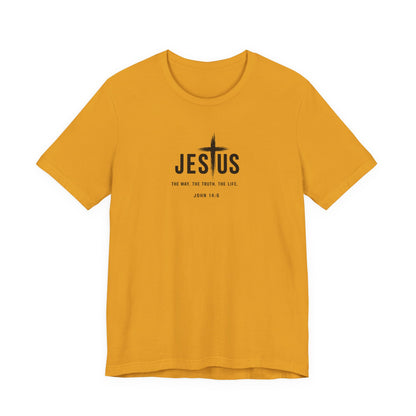 Faith Over Everything Christian Tee — "Jesus" Cross Design, John 14:6 Inspirational Shirt