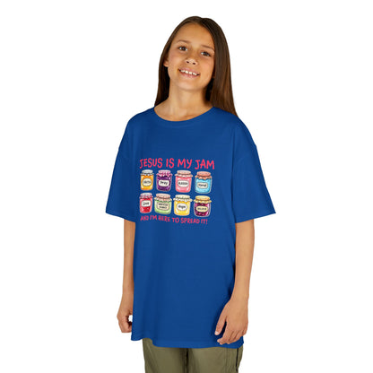 Kids T‑Shirt — "Jesus Is My Jam" Cute Jam Jar Graphic Christian Tee