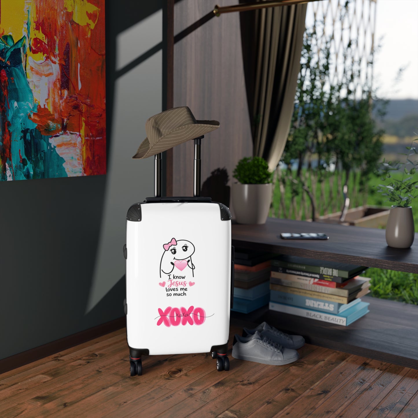 Suitcase — "I Know Jesus Loves Me So Much XOXO" Cute Christian Travel Luggage