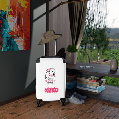 Suitcase — "I Know Jesus Loves Me So Much XOXO" Cute Christian Travel Luggage