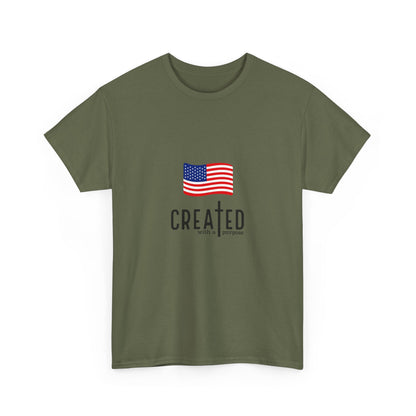 Created American Flag T‑Shirt — 'Created' Patriotic Graphic Tee
