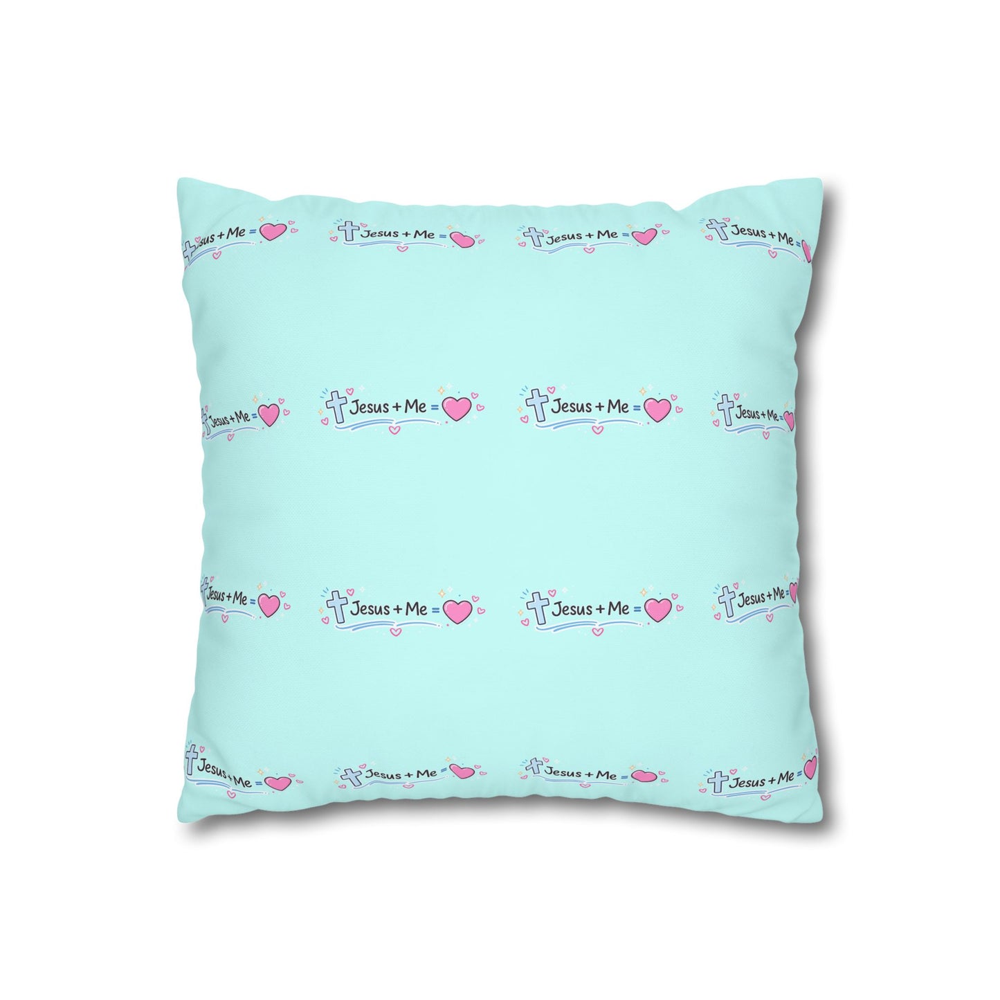 Christian Teddy Bear Pillow – "Spend Quality Time with Jesus Today" Square Throw Pillowcase