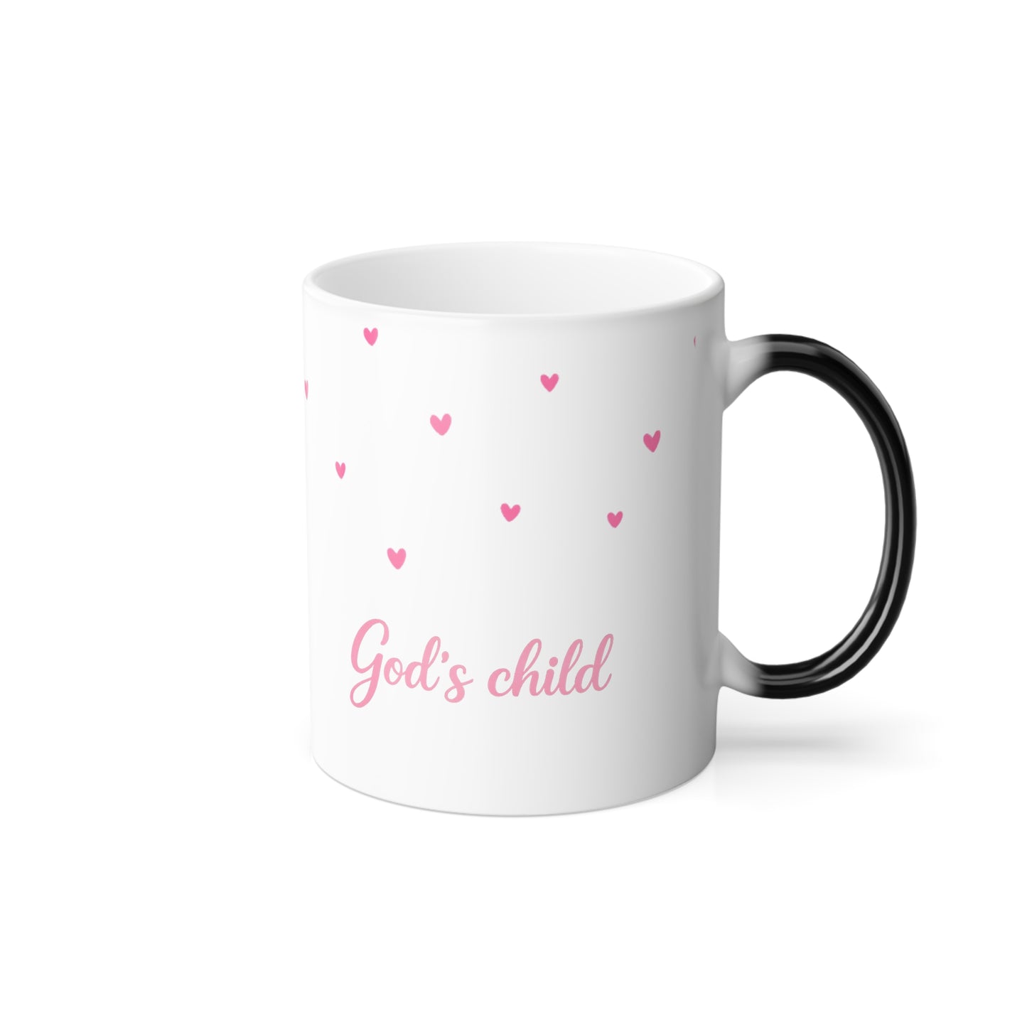 Color-Changing Flamingo Mug — 11oz Heat Reveal Coffee Cup (Pink Hearts)