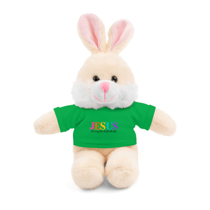 Jesus Rainbow Tee Teddy Bear - Plush Stuffed Animal with Faith Shirt