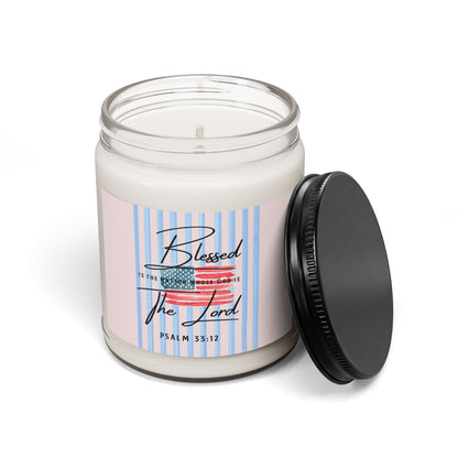 Blessed The Lord Soy Candle — Psalm 33:12 Patriotic Scented 9oz
