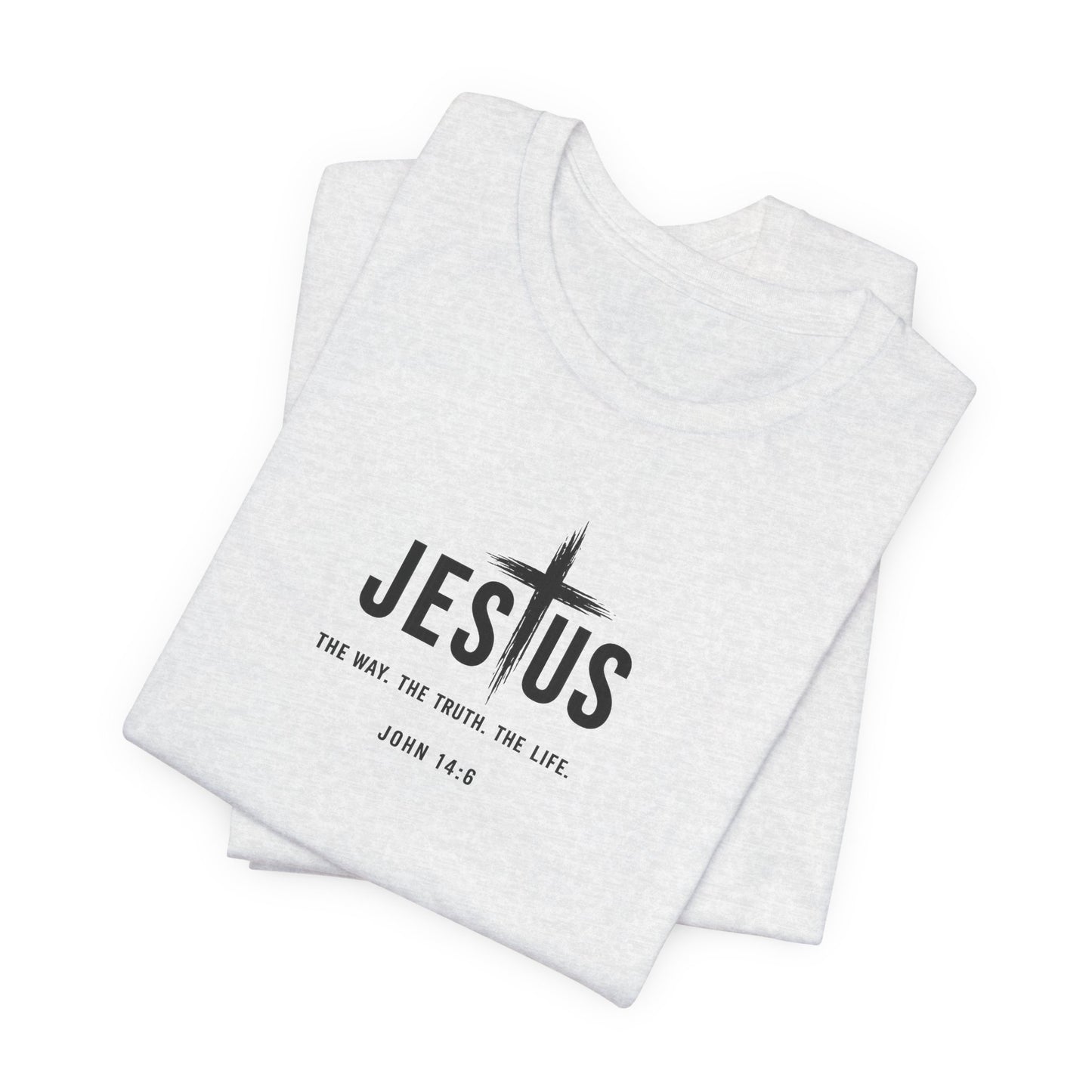 Faith Over Everything Christian Tee — "Jesus" Cross Design, John 14:6 Inspirational Shirt