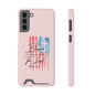 Blessed by the Lord Pink Phone Card Case — Psalm 33:12 Patriotic Christian Phone Case with Card Holder