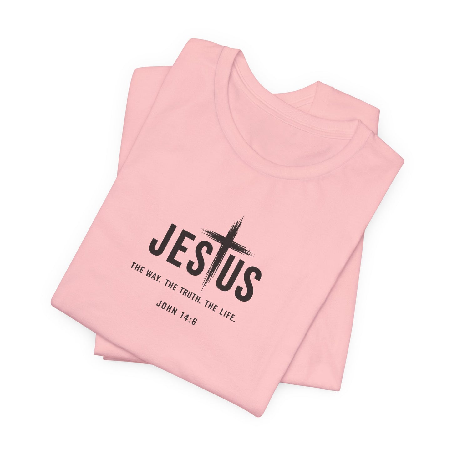 Faith Over Everything Christian Tee — "Jesus" Cross Design, John 14:6 Inspirational Shirt