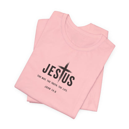 Faith Over Everything Christian Tee — "Jesus" Cross Design, John 14:6 Inspirational Shirt