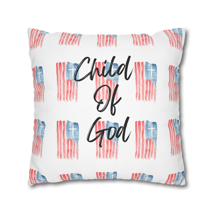 Blessed The Lord Pillowcase — Patriotic Psalm 33:12 Square Throw Pillow