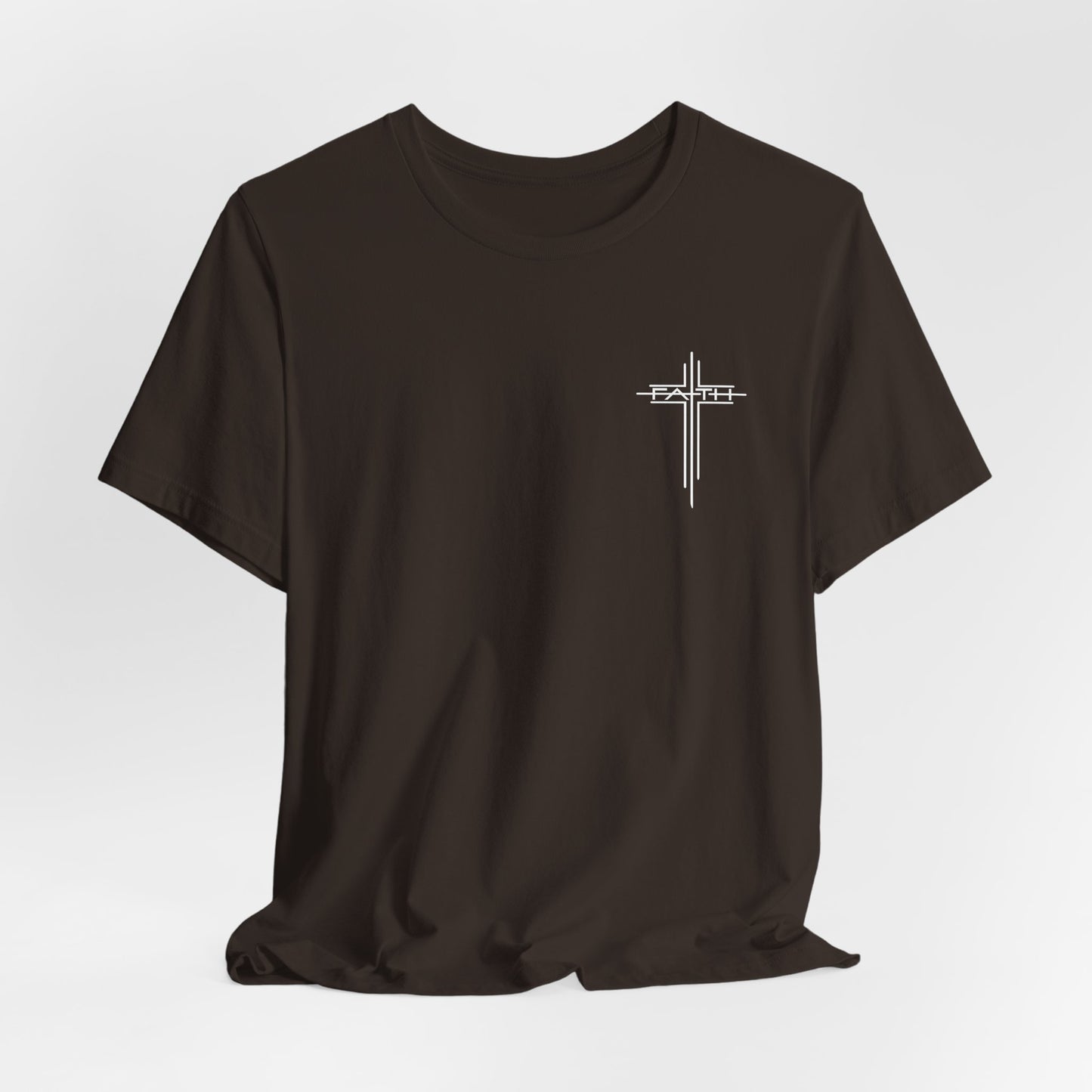 Christian Cross T‑Shirt — Subtle Back Cross Graphic Religious Tee