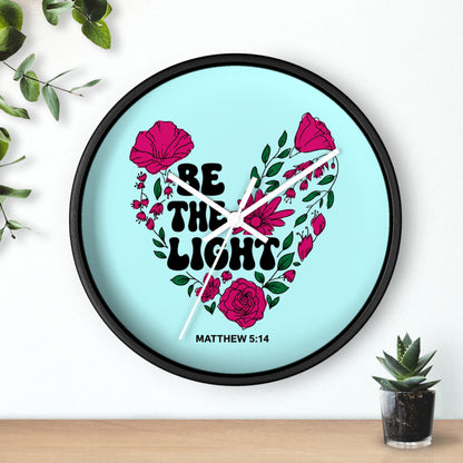 Be the Light Floral Wall Clock — Matthew 5:14 Inspirational Home Decor
