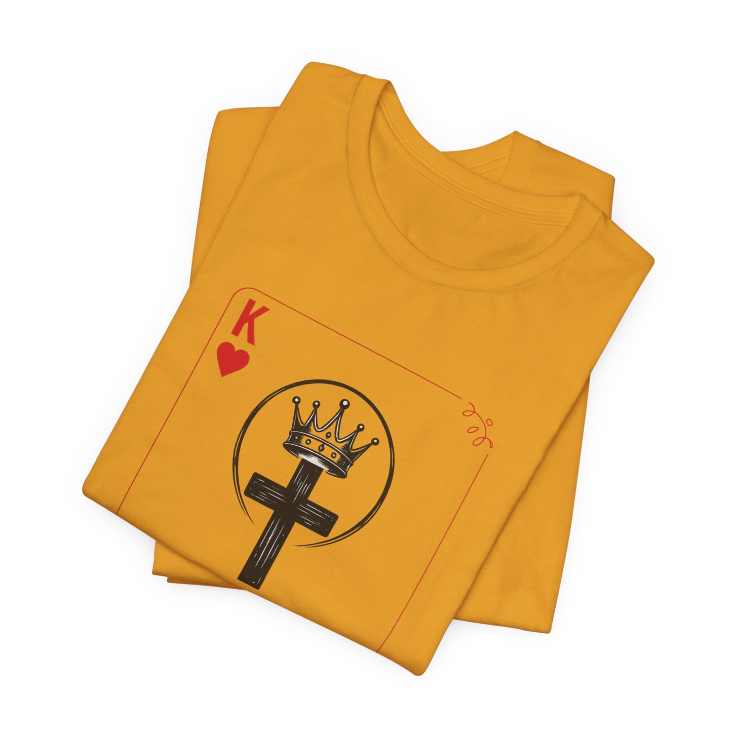 King of Hearts Christian T-Shirt — John 14:6 Cross & Crown Playing Card Design