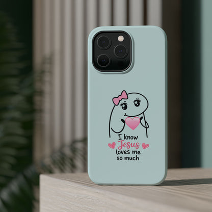 Christian Cute Heart Phone Case — "I Know Jesus Loves Me So Much" Magnetic Impact-Resistant Case