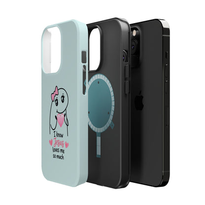 Christian Cute Heart Phone Case — "I Know Jesus Loves Me So Much" Magnetic Impact-Resistant Case