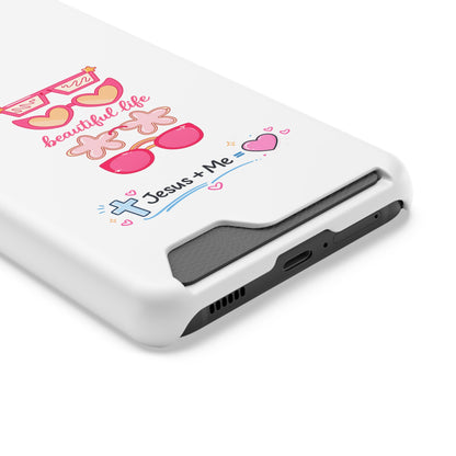 Jesus + Me Phone Card Case — "Beautiful Life" Pink Sunglasses Christian Wallet Case