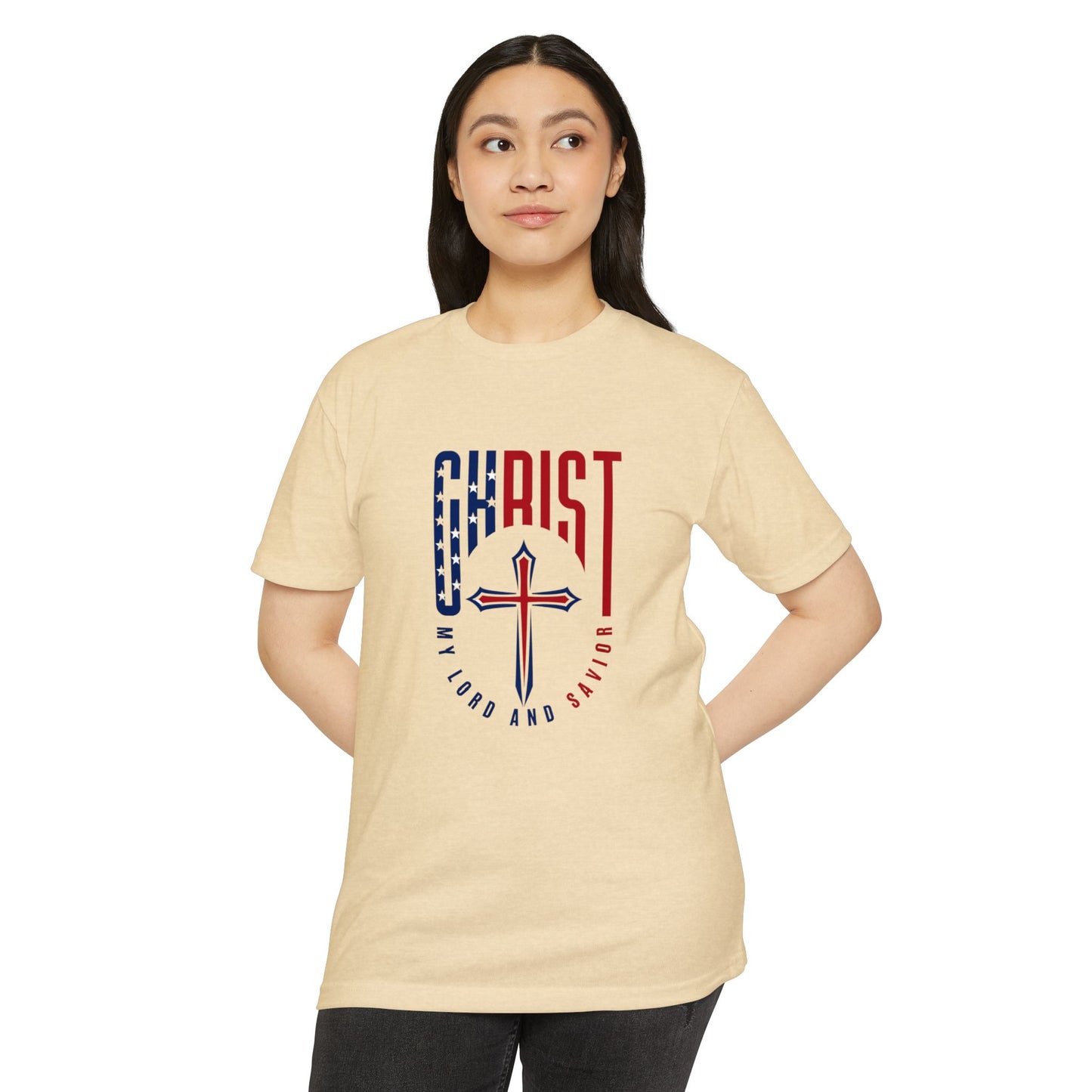 UNISEX Christ Cross T‑Shirt — My Lord and Savior Patriotic Christian Tee