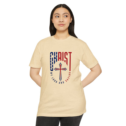 UNISEX Christ Cross T‑Shirt — My Lord and Savior Patriotic Christian Tee