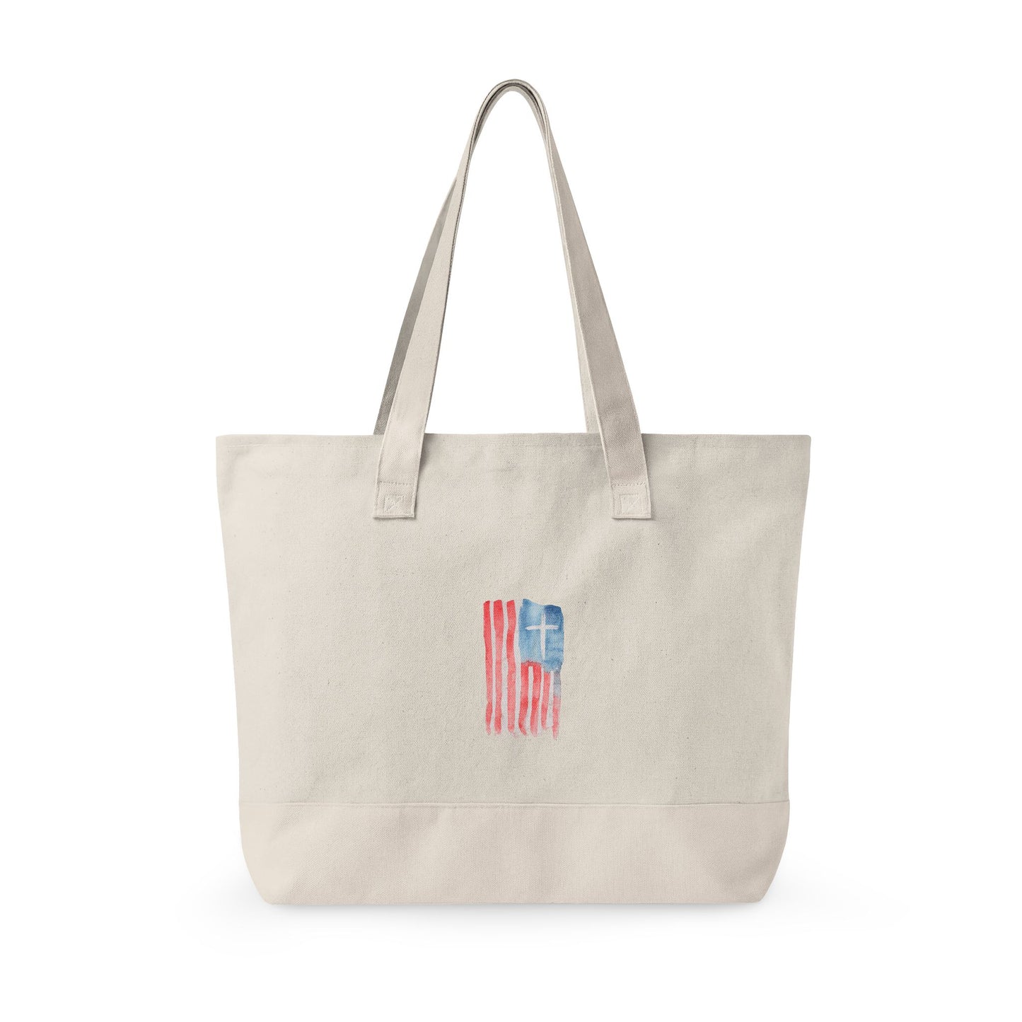 Canvas Tote Bag — "Child of God" & Watercolor Flag Zippered Tote