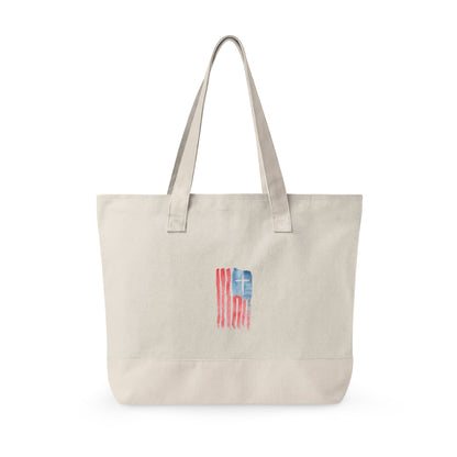 Canvas Tote Bag — "Child of God" & Watercolor Flag Zippered Tote