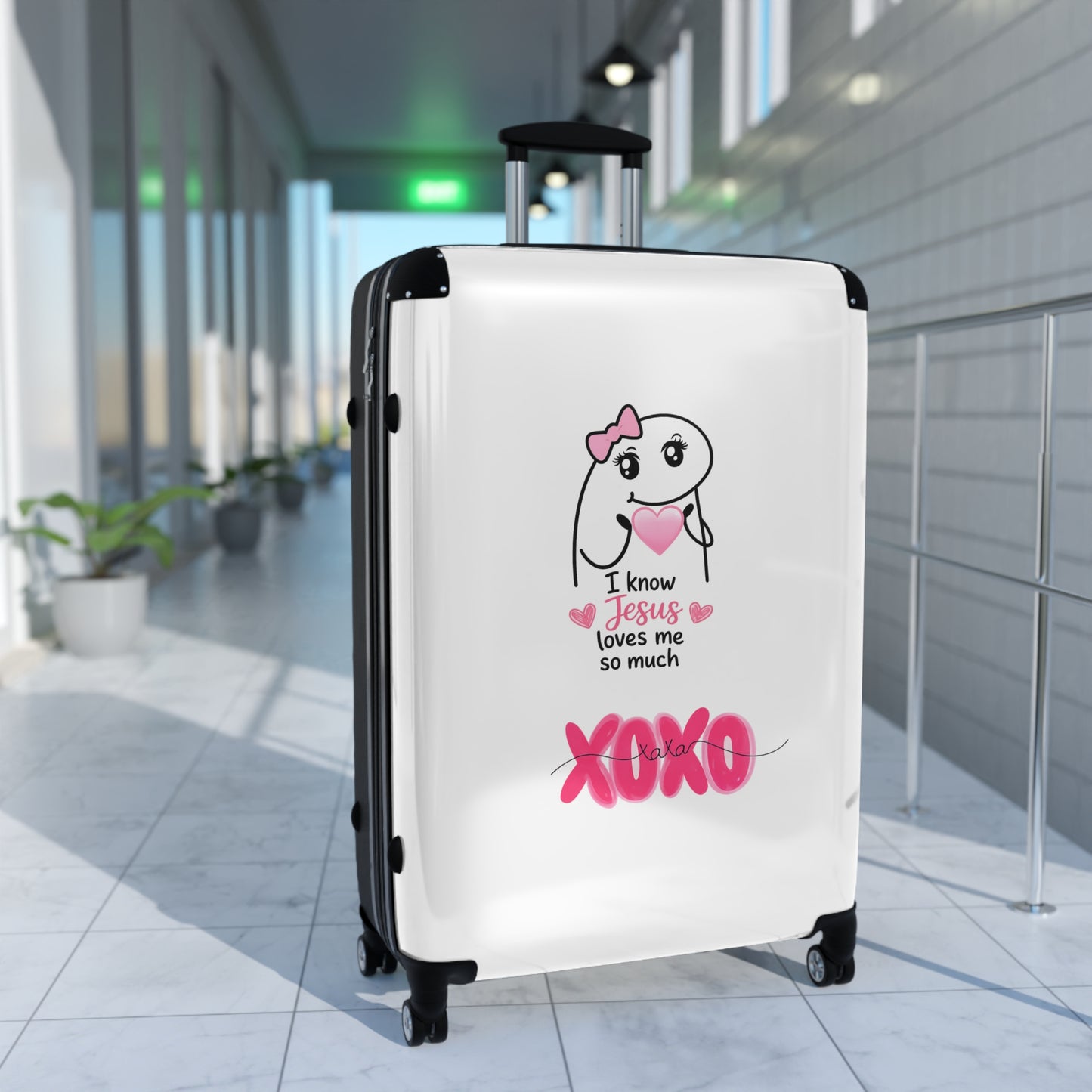 Suitcase — "I Know Jesus Loves Me So Much XOXO" Cute Christian Travel Luggage