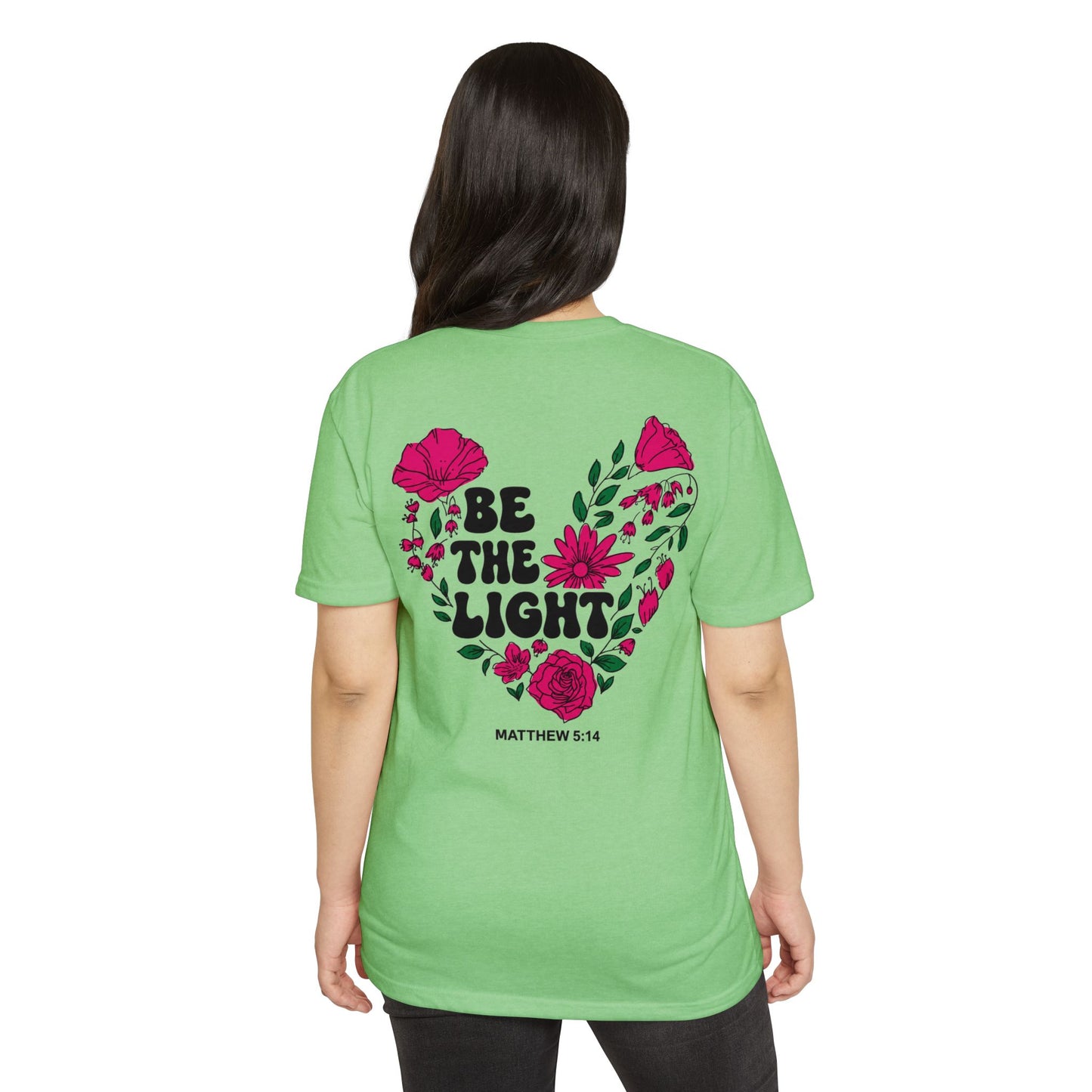 Be The Light Floral T-Shirt — Matthew 5:14 Inspirational Tee