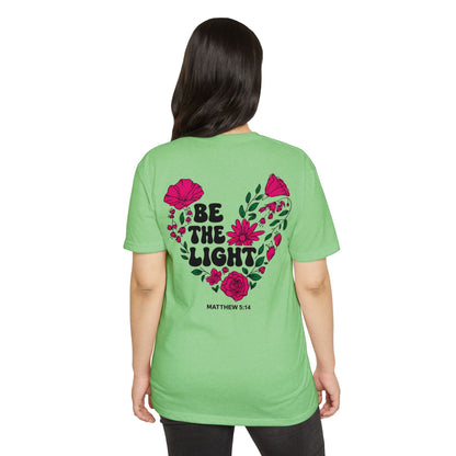 Be The Light Floral T-Shirt — Matthew 5:14 Inspirational Tee