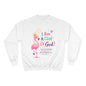 Children’s Christian Sweatshirt — “I Am A Child Of God” Flamingo Design
