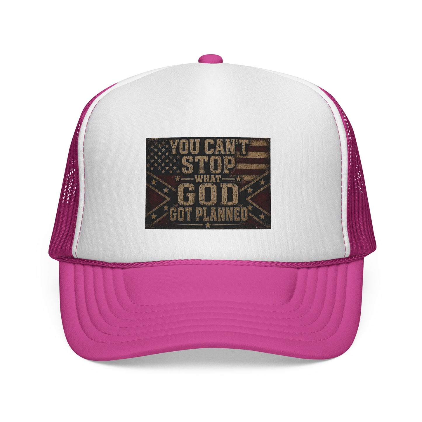 Trucker Hat - "You Can't Stop What God Got Planned" Patriotic Faith Cap