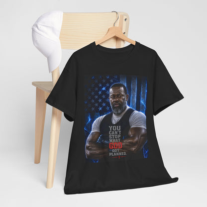Patriotic Faith Tee — "You Can't Stop What God Has Planned"