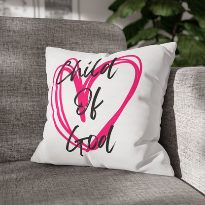 Child of God Heart Pillowcase — Square Decorative Throw Pillow Cover
