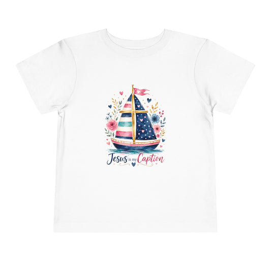 Toddler Tee - 'Jesus is my Captain' Nautical Sailboat Christian Shirt